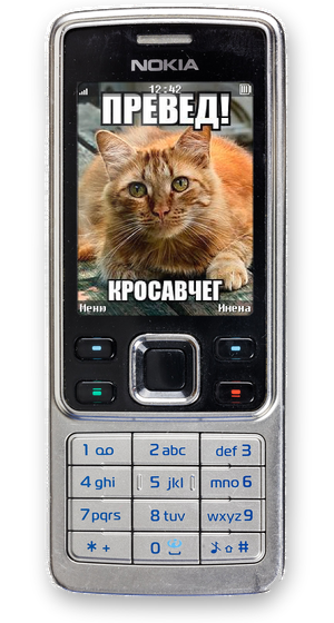 Nokia 6300 с обоями «Превед! Кросавчег»